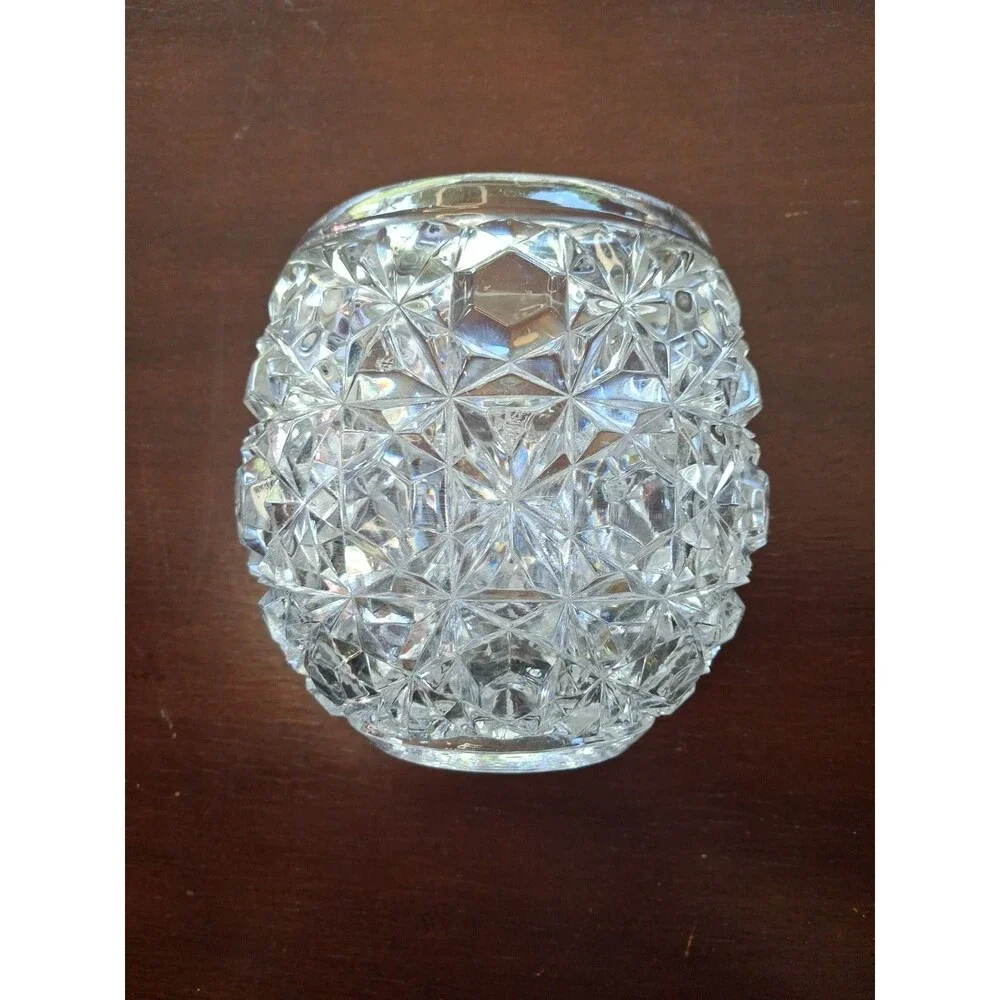 Clear Lead Hand cut Crystal Rose Bowl/Vase/Votive Candle